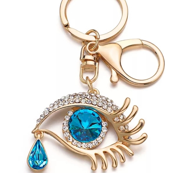 Keychain Beautiful Turquoise Eye Teardrop Bling - Picture 5 of 6